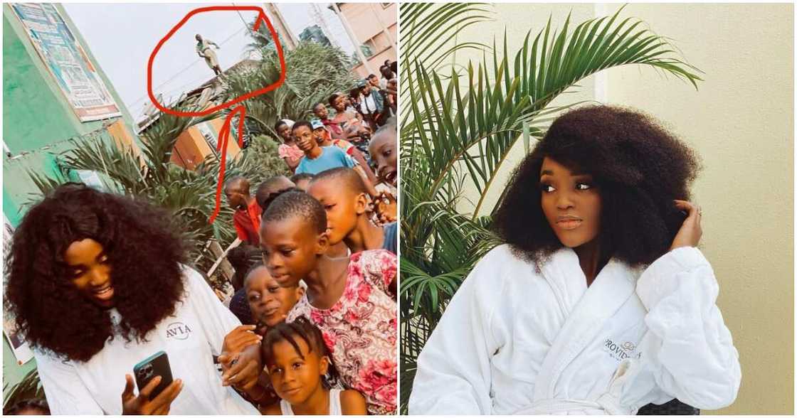Bukunmi Oluwasina, actress, school girl, fence, movie location Bukunmi Oluwasina, actress, school girl, fence, movie location