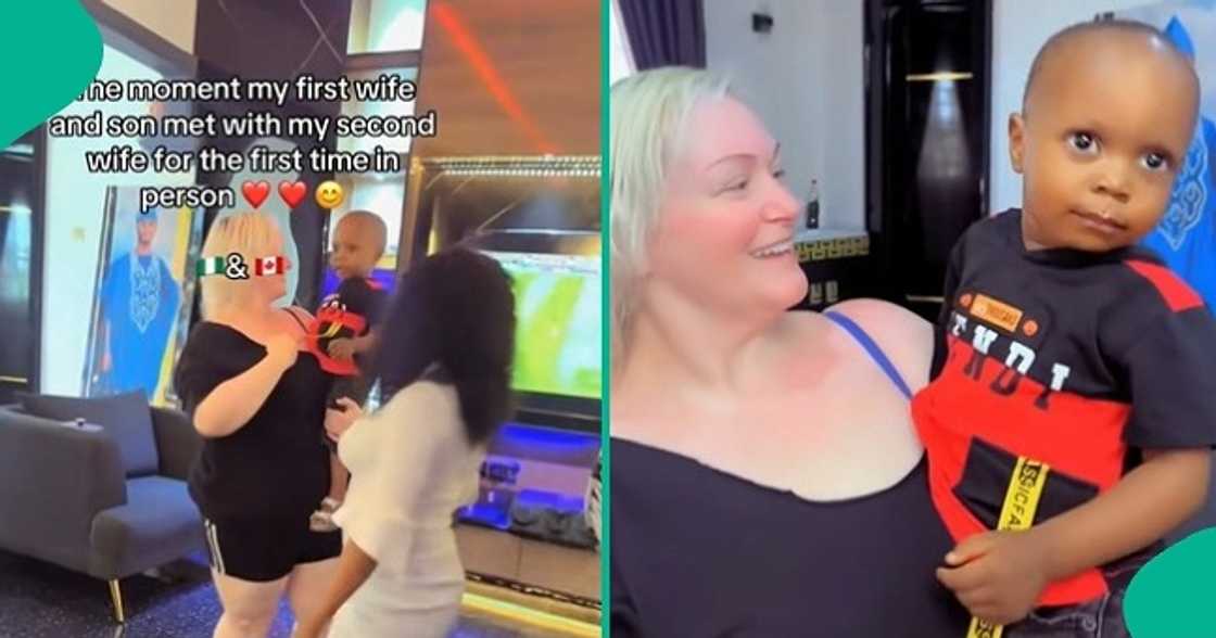 Man captures the moment his oyinbo wife met his Nigerian wife in person.
