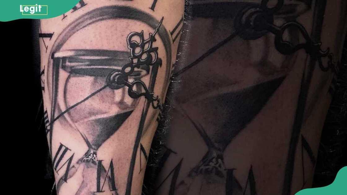 Minimalistic hourglass clock tattoo Minimalistic hourglass clock tattoo
