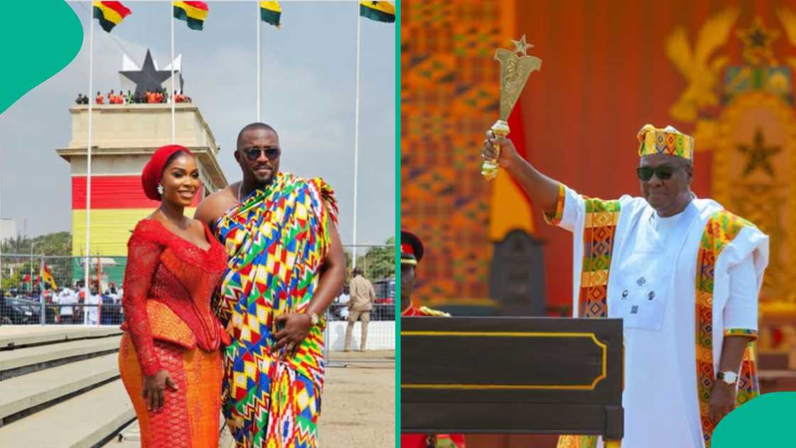 Ghana's president John Mahama: John Dumelo and wife's outfit at inauguration.