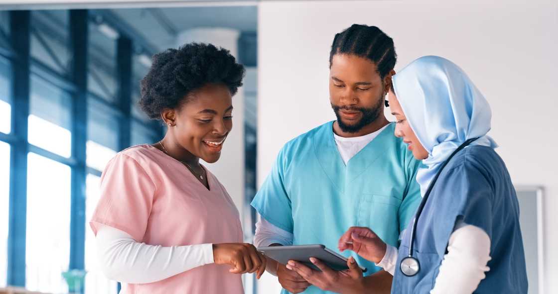 Medical students working on a medical report