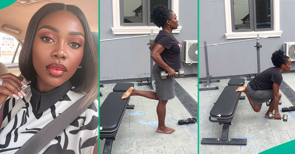 A woman tells her nanny about exercises that will help her get a better shape. A woman tells her nanny about exercises that will help her get a better shape.