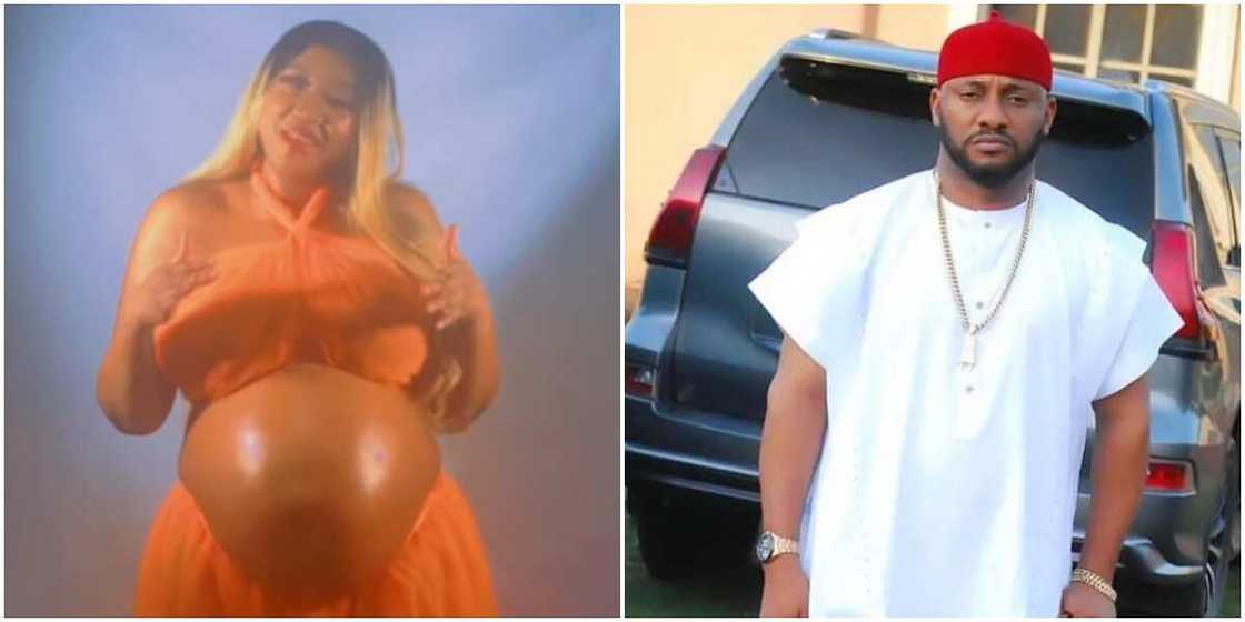 Judy Austin in her belly bump, Yul Edochie