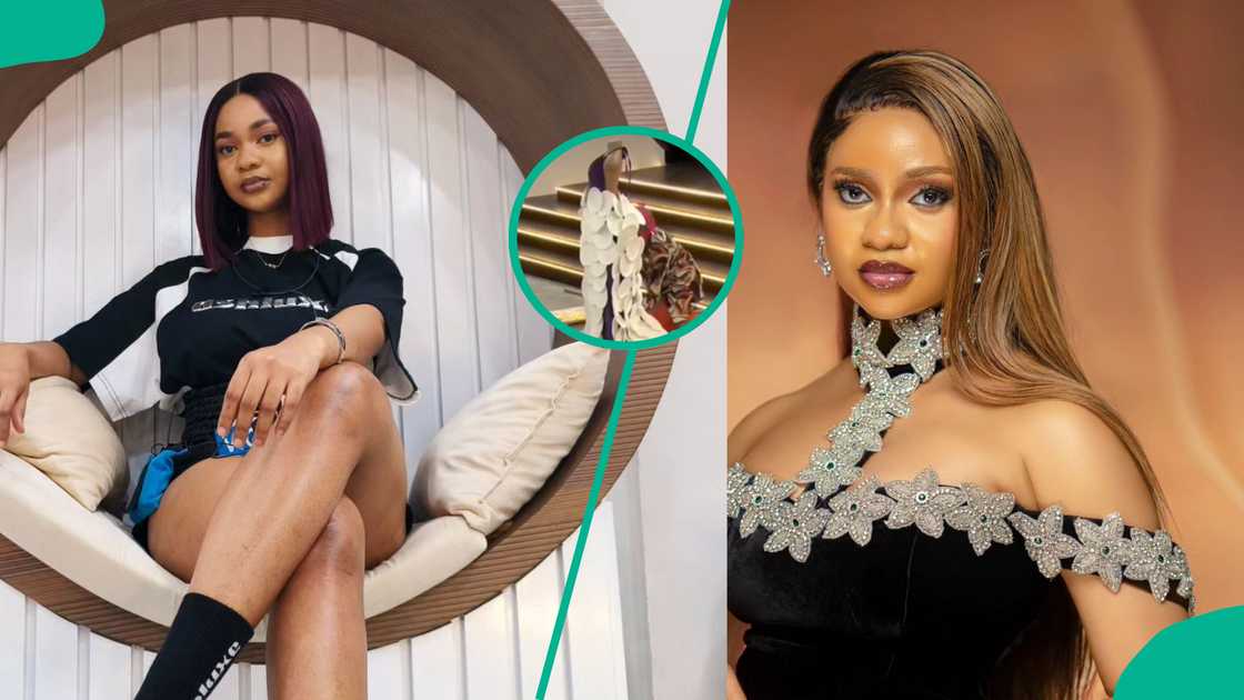 BBNaija Victoria makes a plate dress