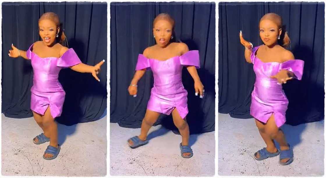 Photos of a smallish lady dancing in a studio.