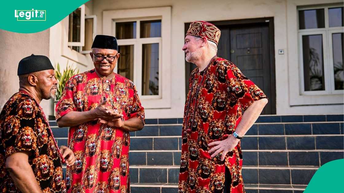 Peter Obi and the EU ambassador exchanging greetings during a meeting in Onitsha Peter Obi and the EU ambassador exchanging greetings during a meeting in Onitsha