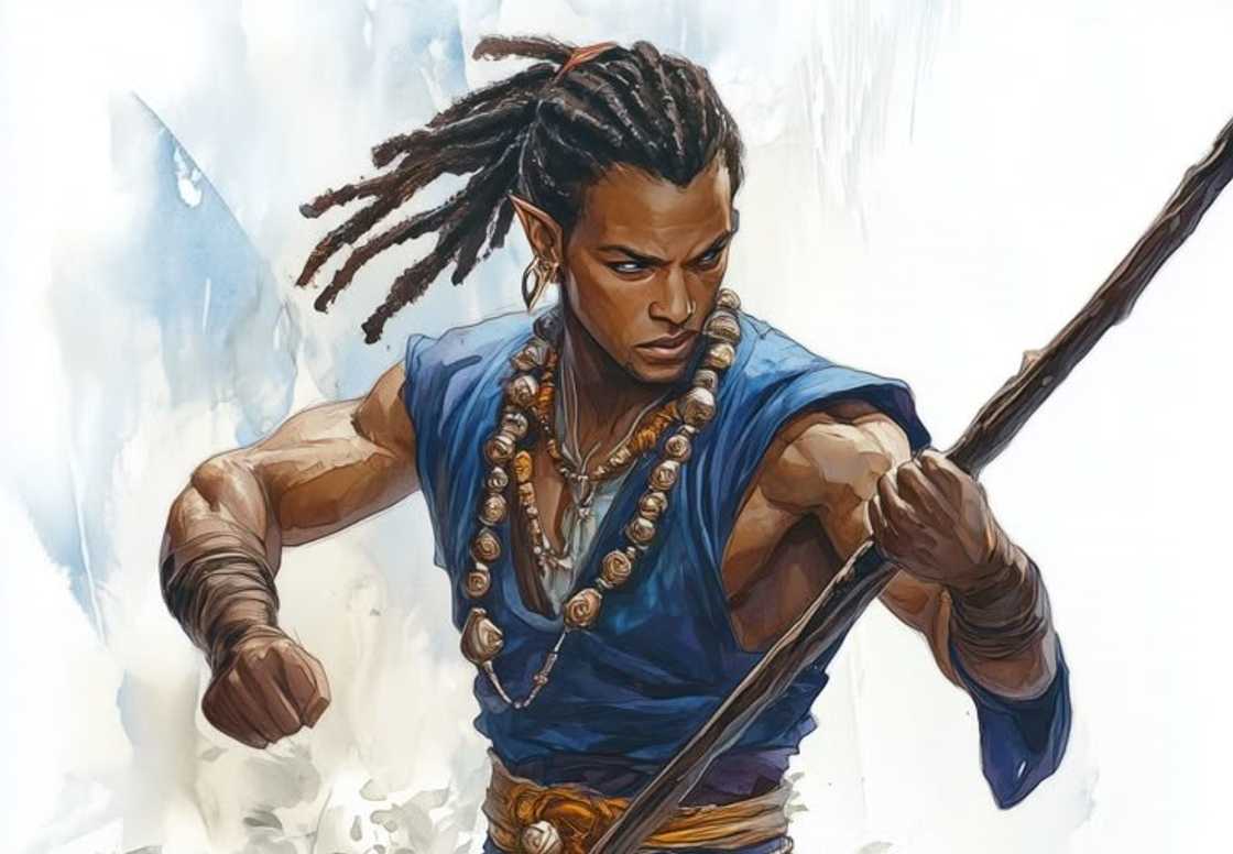 DnD Half-elf warrior holding a spear DnD Half-elf warrior holding a spear