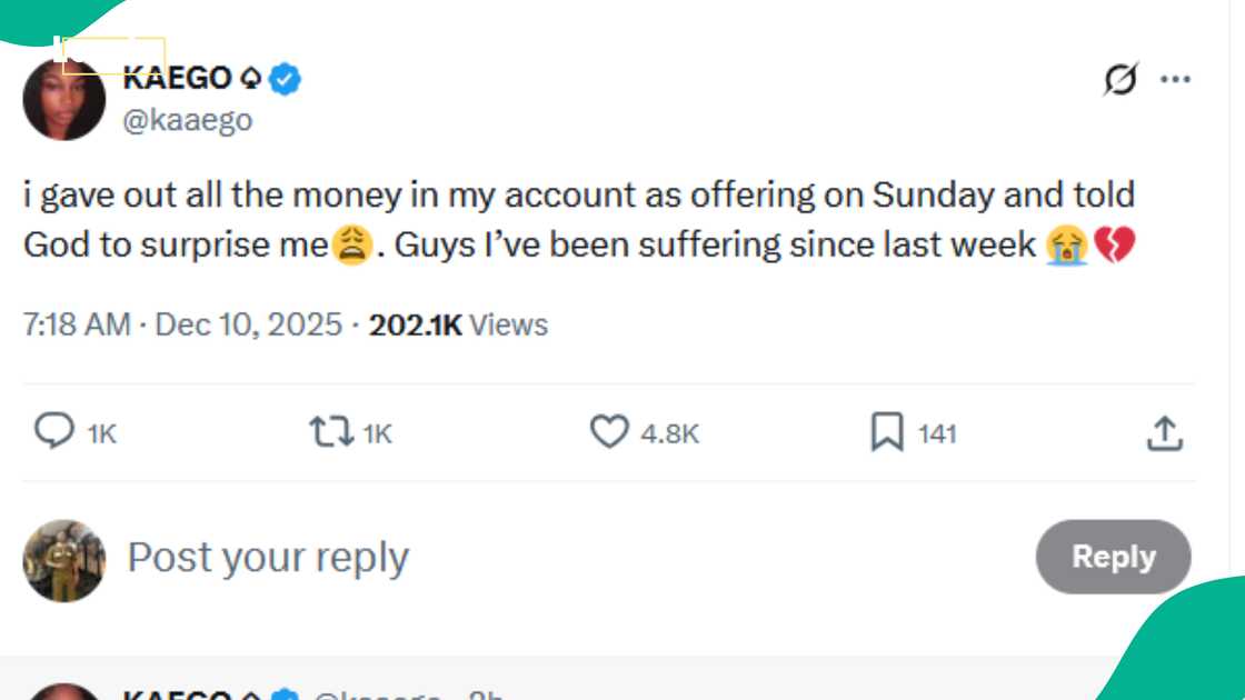 Lady cries out, says she is now suffering after giving all her money as offering on Sunday