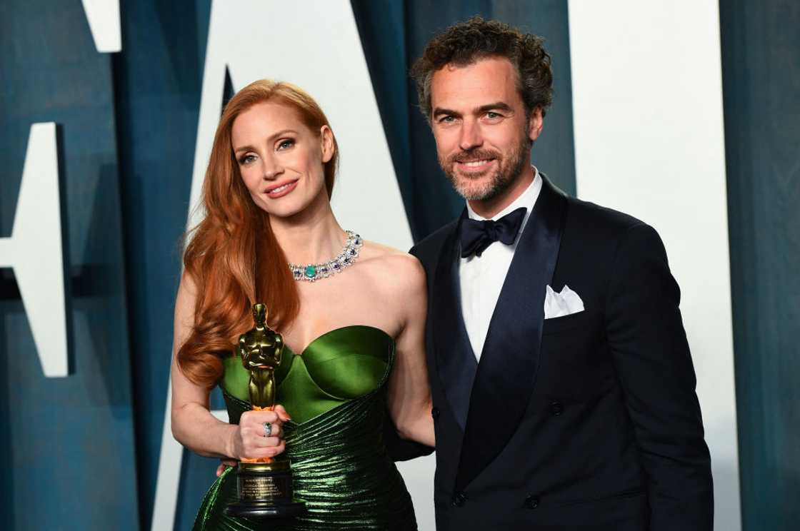 Jessica Chastain and Gian Luca at the Vanity Fair Oscar Party