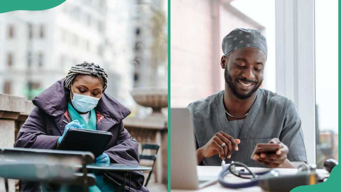 A female and male nurse A female and male nurse