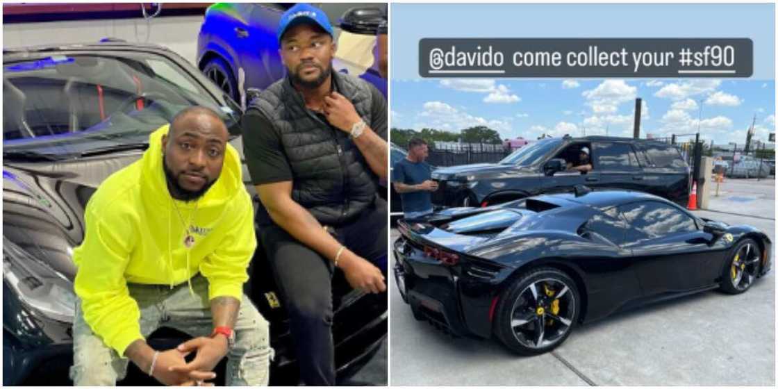 Davido and new Ferrari Davido and new Ferrari