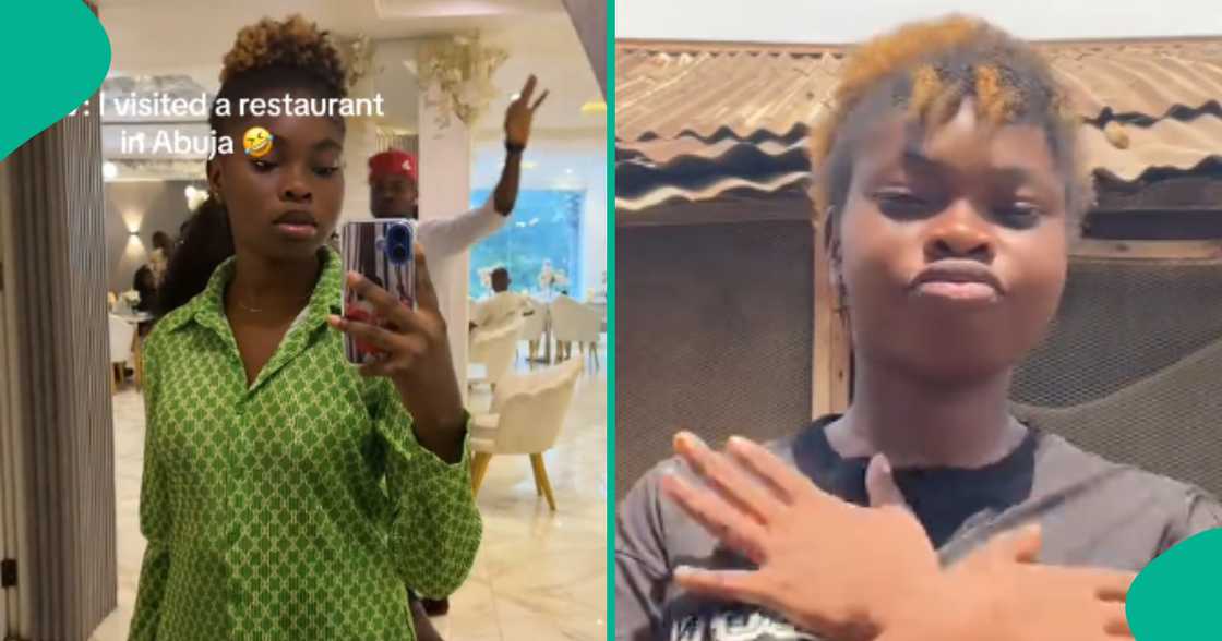 Lady in awe after finding long sofa in Abuja restaurant's toilet, displays what she saw Lady in awe after finding long sofa in Abuja restaurant's toilet, displays what she saw