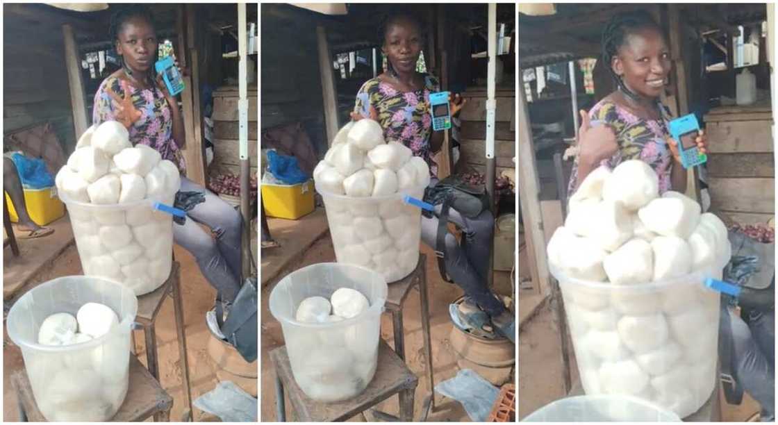 Photos of a lady selling loi loi with POS. Photos of a lady selling loi loi with POS.