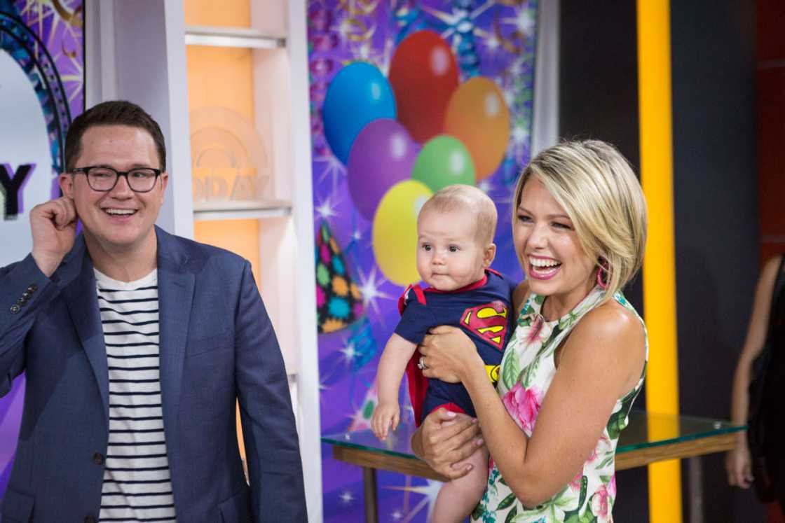 Brian Fichera and Dylan Dryer at the studio with their son