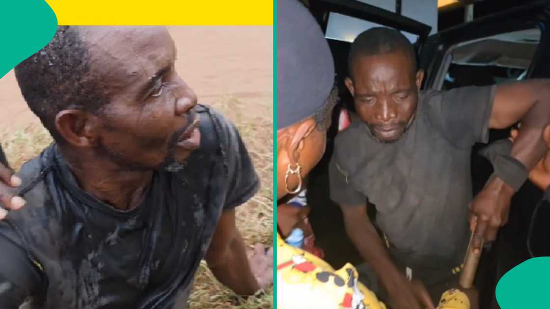 Palm wine tapper rescued from kidnappers in Delta state. Palm wine tapper rescued from kidnappers in Delta state.