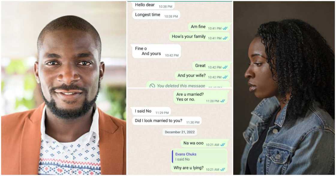 Married man, denies having a wife, Nigerian lady exposes his chats