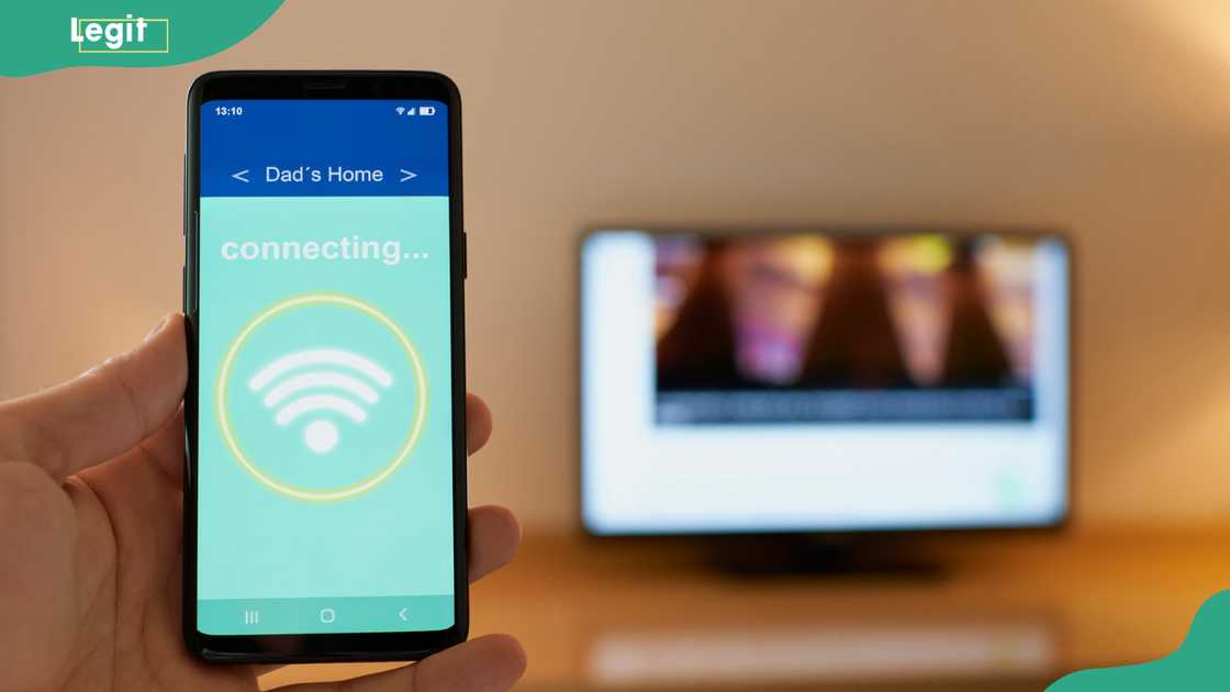 A phone connecting to a TV through Wi-Fi