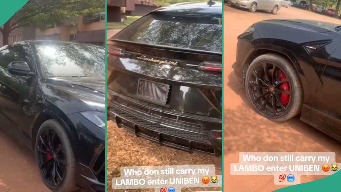 Student arrives UNIBEN in Lamborghini car. Student arrives UNIBEN in Lamborghini car.