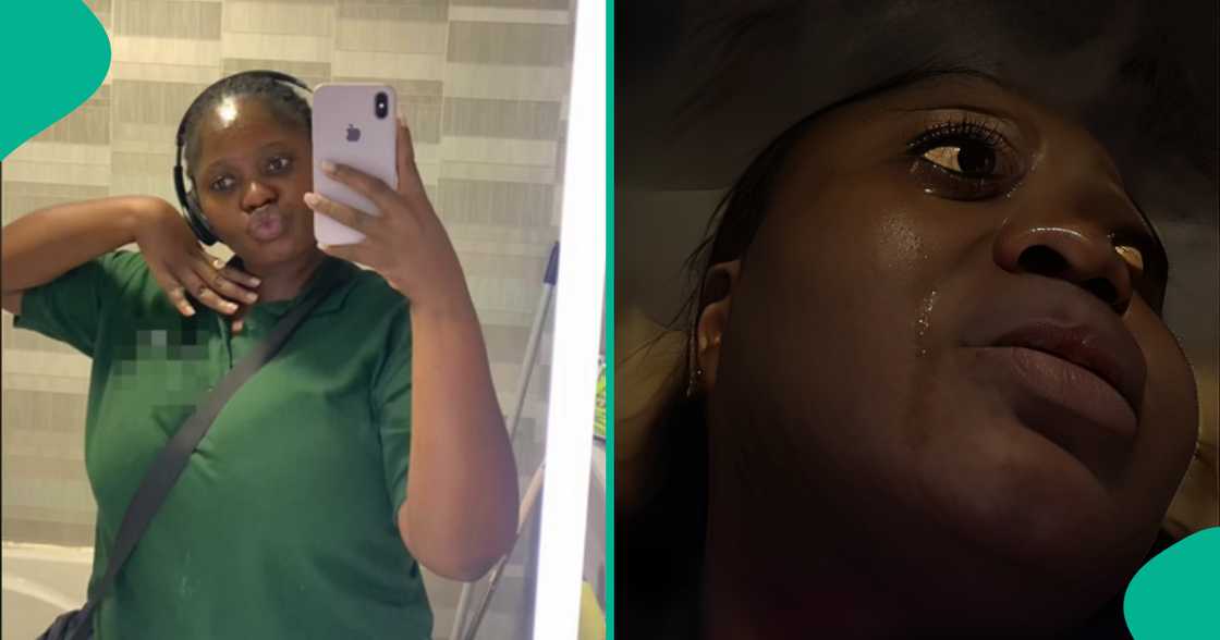 A Nigerian lady in the UK weeps as she misses her bus at night after work. A Nigerian lady in the UK weeps as she misses her bus at night after work.