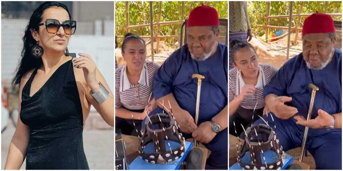 'Oyinbo' lady with Pete Edochie 'Oyinbo' lady with Pete Edochie