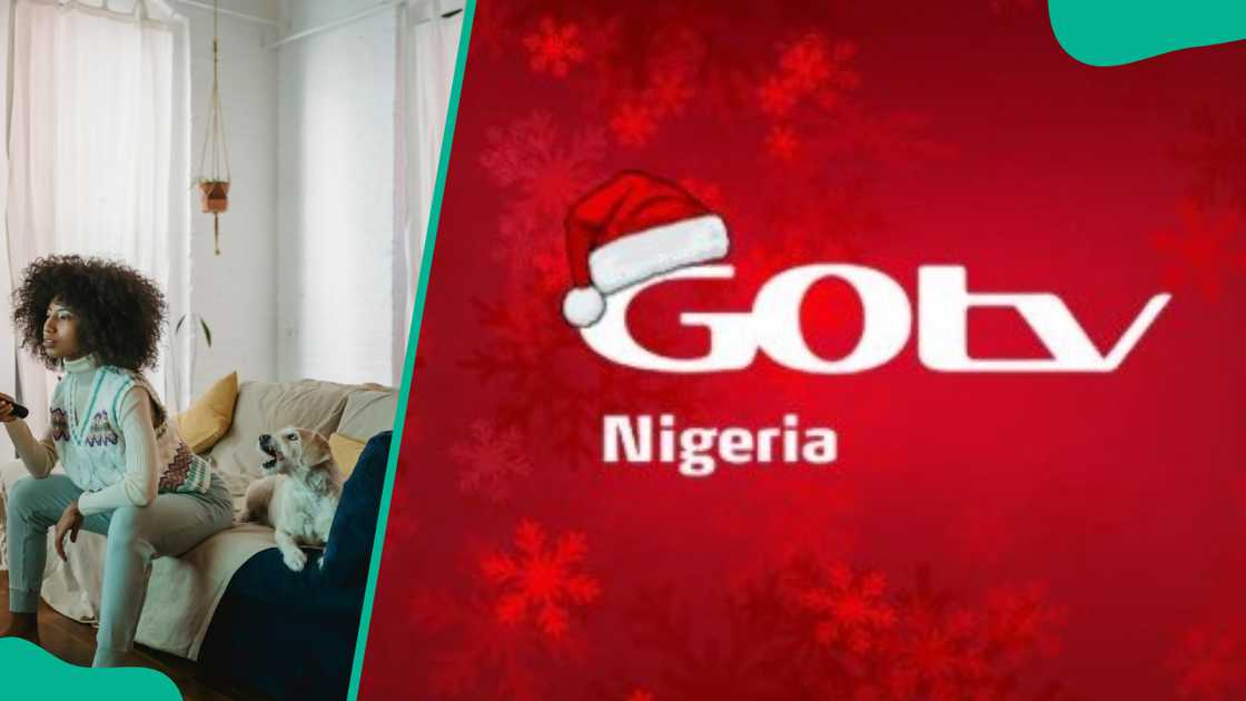 A woman using a remote. GOtv logo.