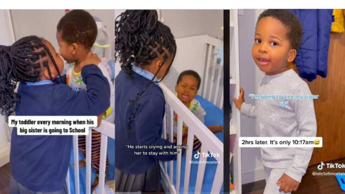 Little sister comforts brother gently Little sister comforts brother gently