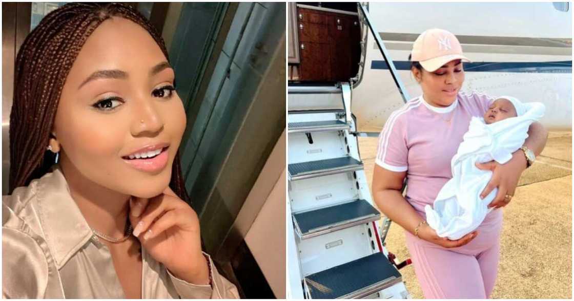 Regina Daniels in Nigeria with new son. Regina Daniels in Nigeria with new son.