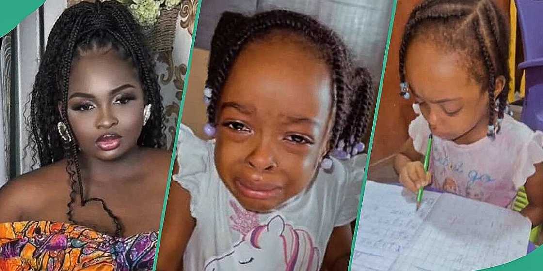 Little girl cries as mum leaves her to do assignment Little girl cries as mum leaves her to do assignment