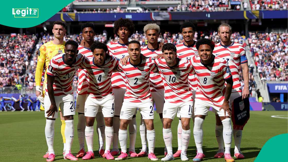 United States players pose for before the FIFA World Cup 2026 match against Bosnia. Photo by John Dorton