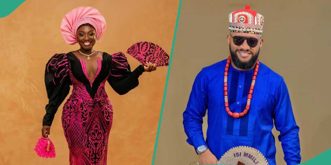 Yvonne Jegede and Yul Edochie rock traditional outfits