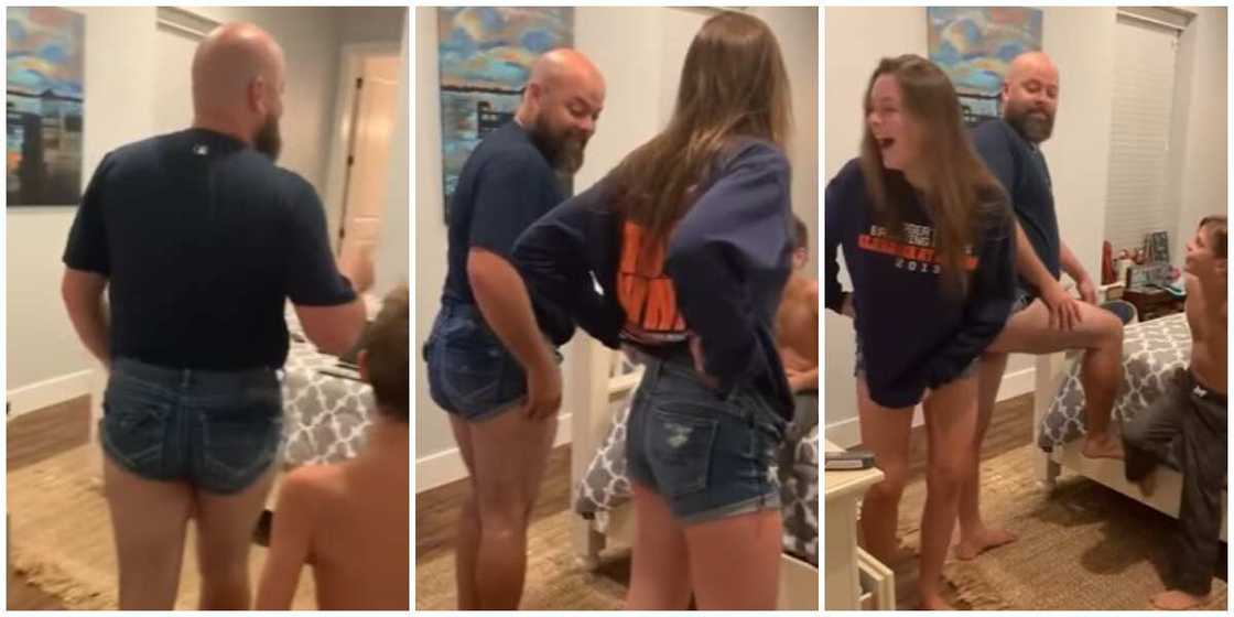 Photos of a dad and his daughter in hotpants. Photos of a dad and his daughter in hotpants.