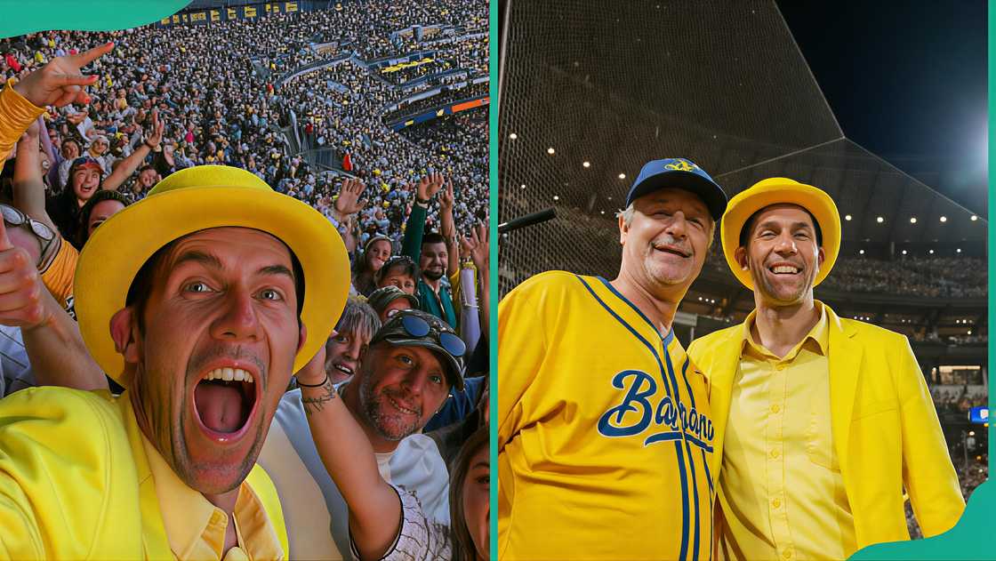 Jesse Cole is posing with fans during a game and with a Jamie Moyer, a former baseball pitcher Jesse Cole is posing with fans during a game and with a Jamie Moyer, a former baseball pitcher