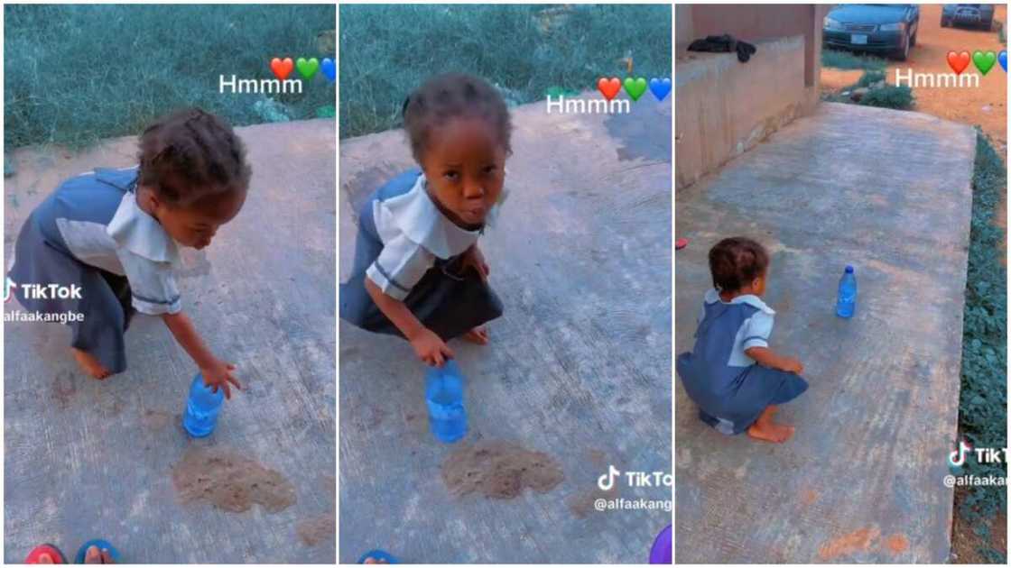 Little girl amazing bottle-flipping skills