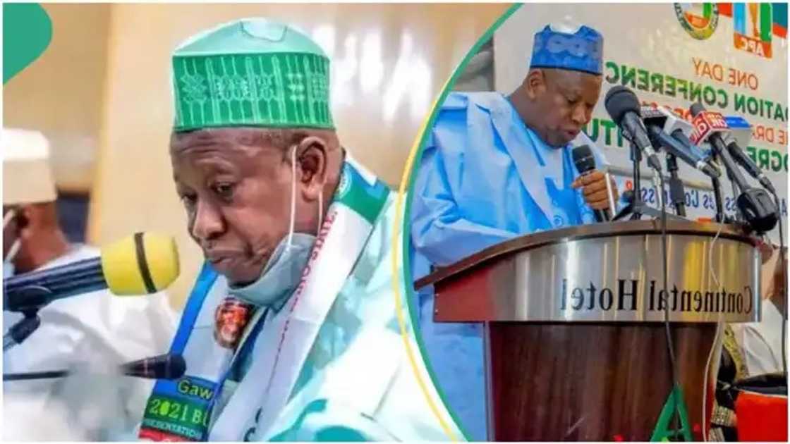 Former APC National Chairman Abdullahi Ganduje has returned to Nigeria after a month-long UK medical trip following his resignation from the APC leadership