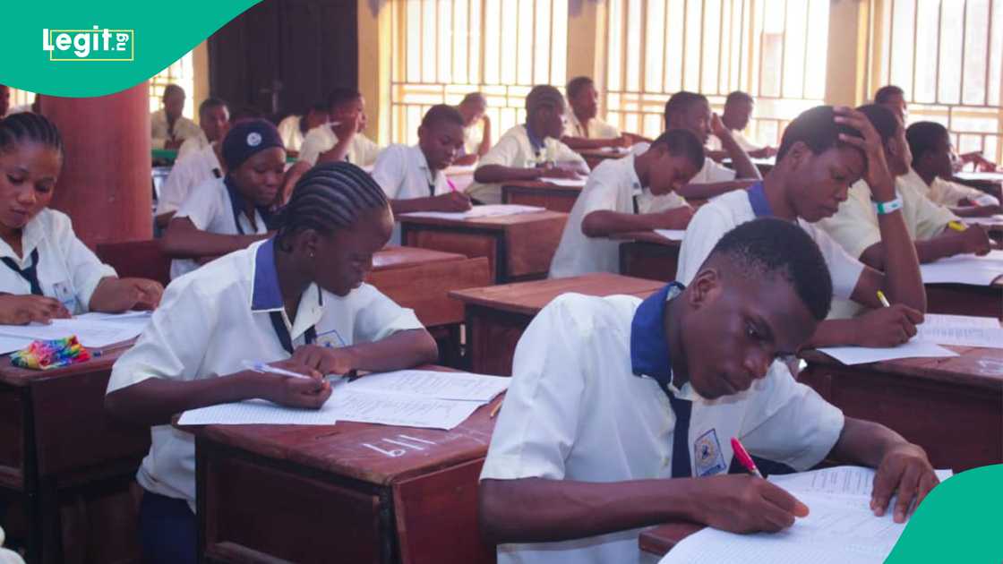 Student writing national exams in Nigeria