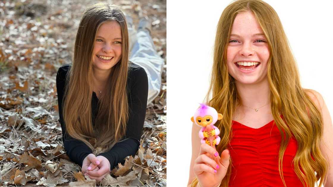 Salish Mater smiling in a black tee and in a red outfit Salish Mater smiling in a black tee and in a red outfit