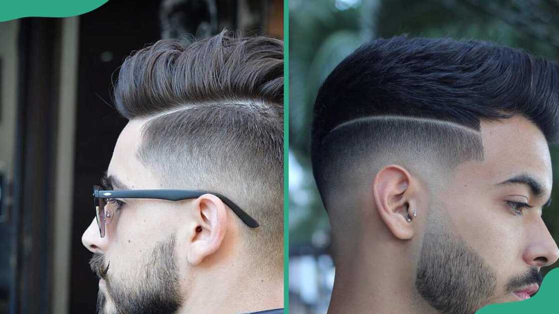 High burst fade with a disconnected undercut