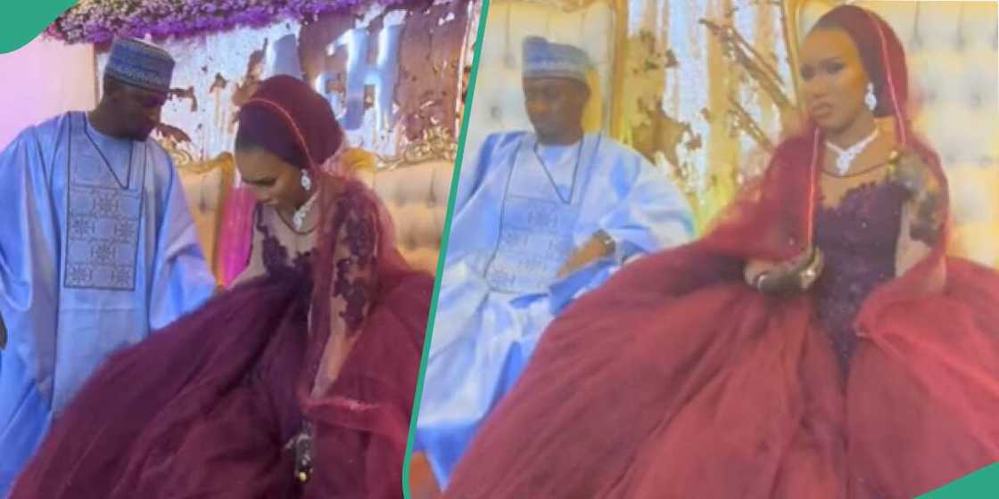 Hausa bride looks uncomfortable in wedding dress Hausa bride looks uncomfortable in wedding dress