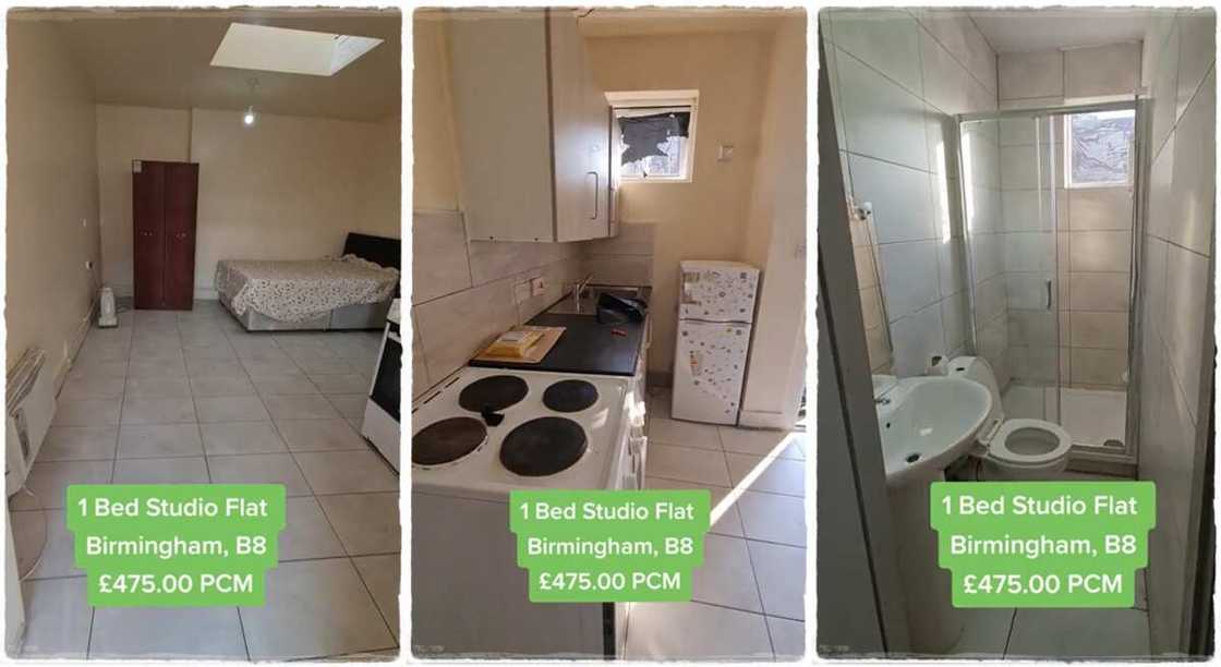 Photos of UK one-bed studio flat located in Birmingham.