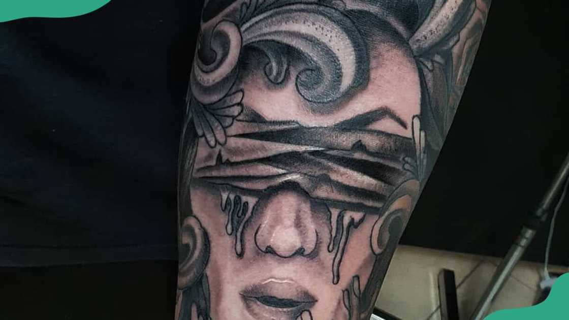 Blindfolded succubus tattoo Blindfolded succubus tattoo