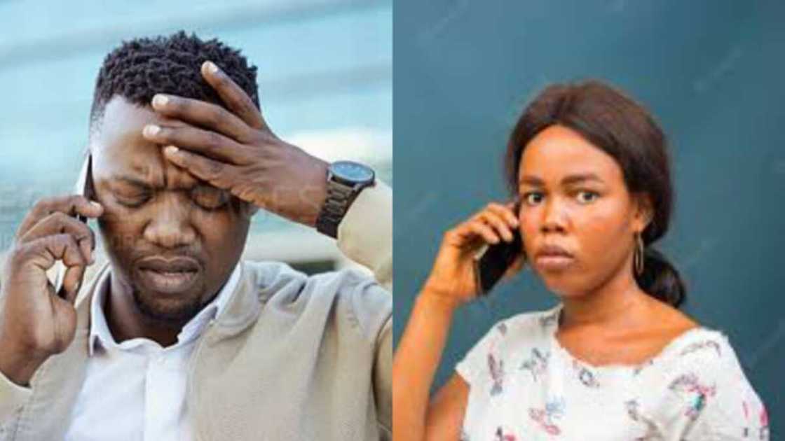 Photos of man and woman on call Photos of man and woman on call