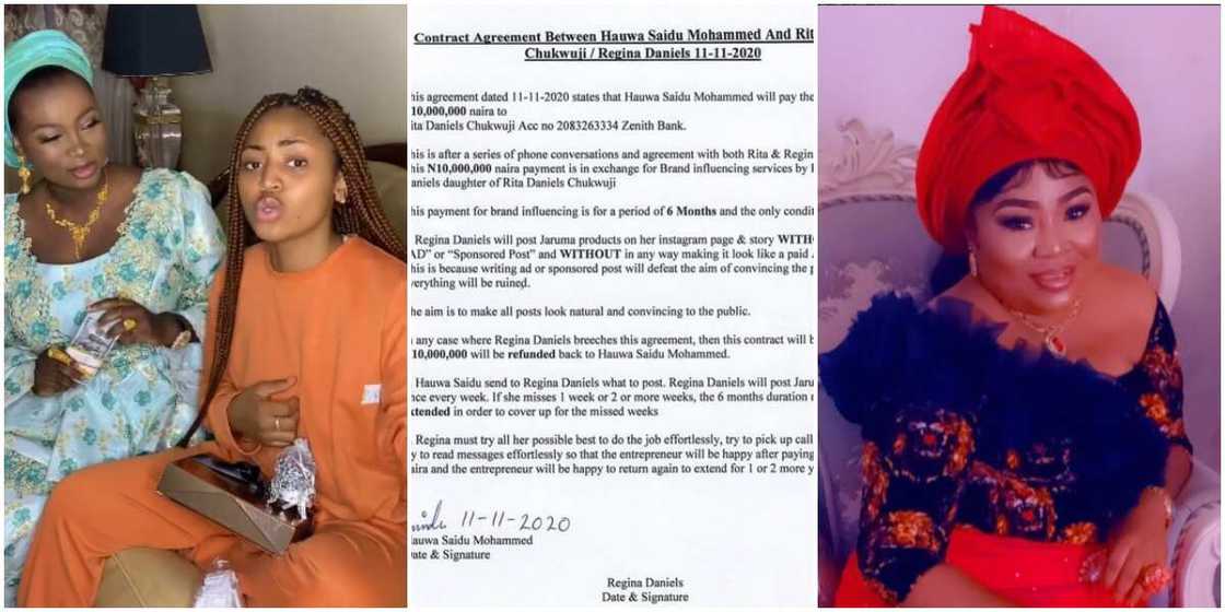 Regina Daniels and mom with Jaruma's contract Regina Daniels and mom with Jaruma's contract