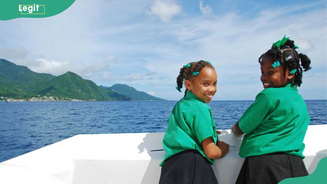 Schoolgirls looking for dolphines and whales on the boat trip