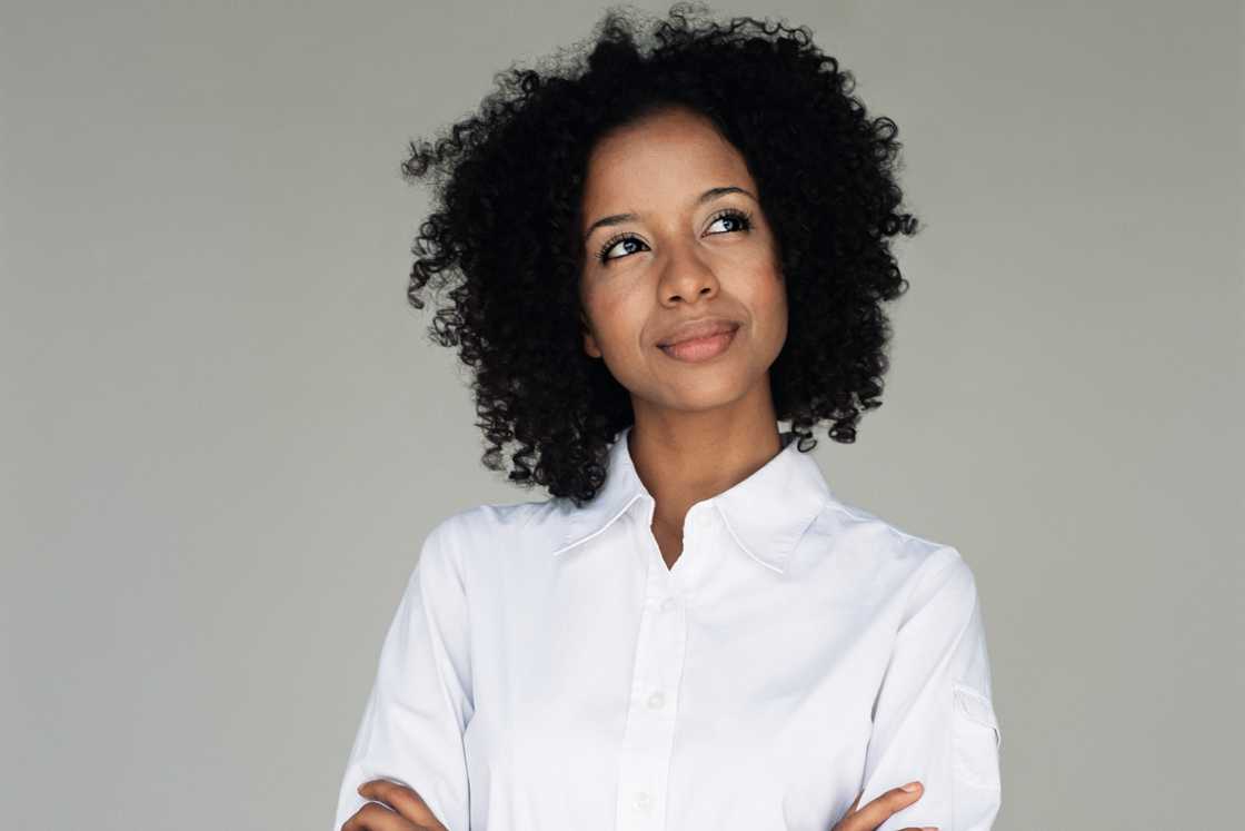 A black woman is contemplating A black woman is contemplating