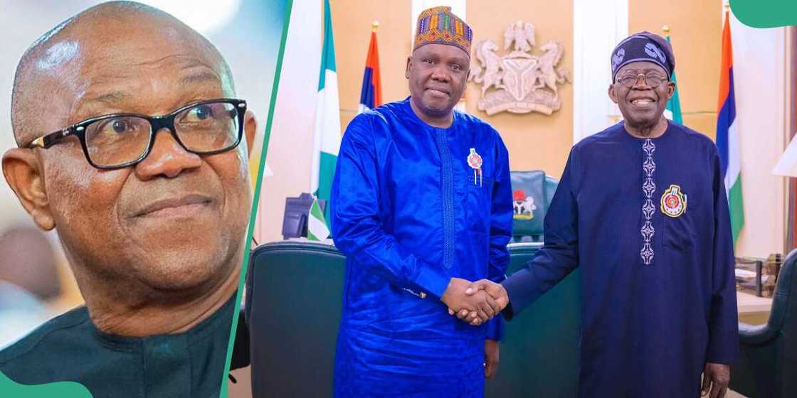 Bwala shakes hands with Tinubu. Bwala shakes hands with Tinubu.