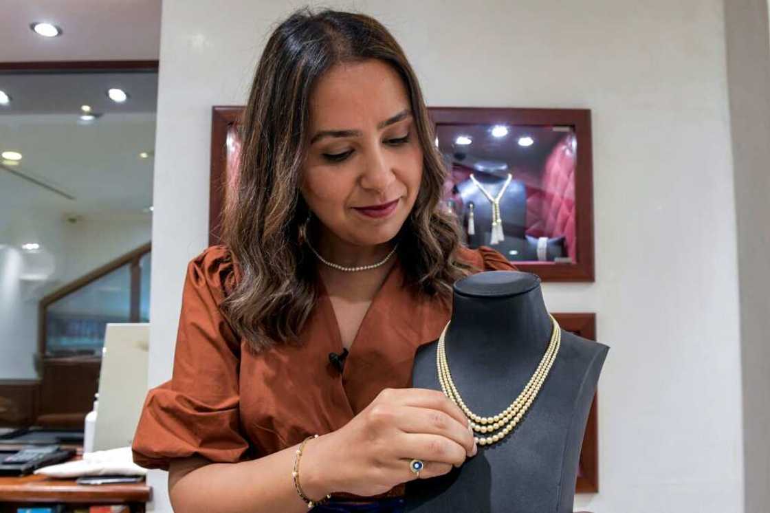 Faten Mattar is one of the first women to work in the family business, one of the oldest pearl shops in Bahrain