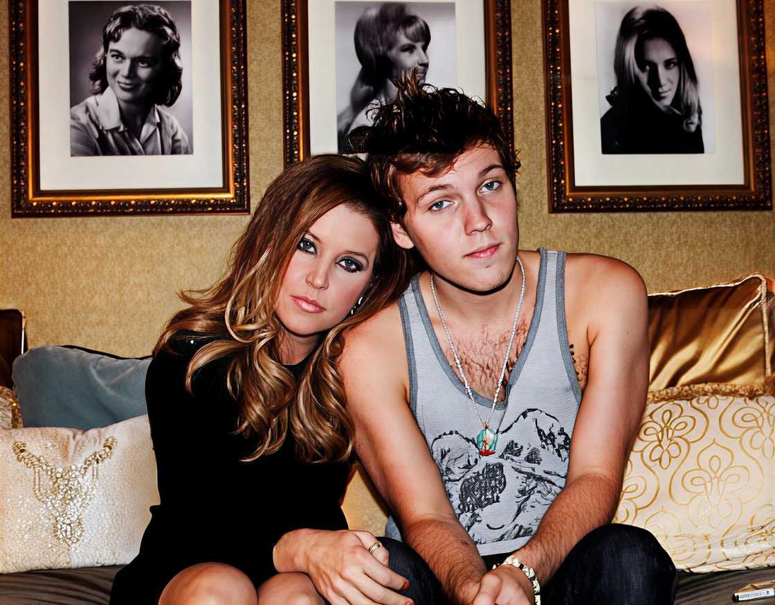 Lisa Marie Presley sits with her son, Benjamin Keough. Lisa Marie Presley sits with her son, Benjamin Keough.