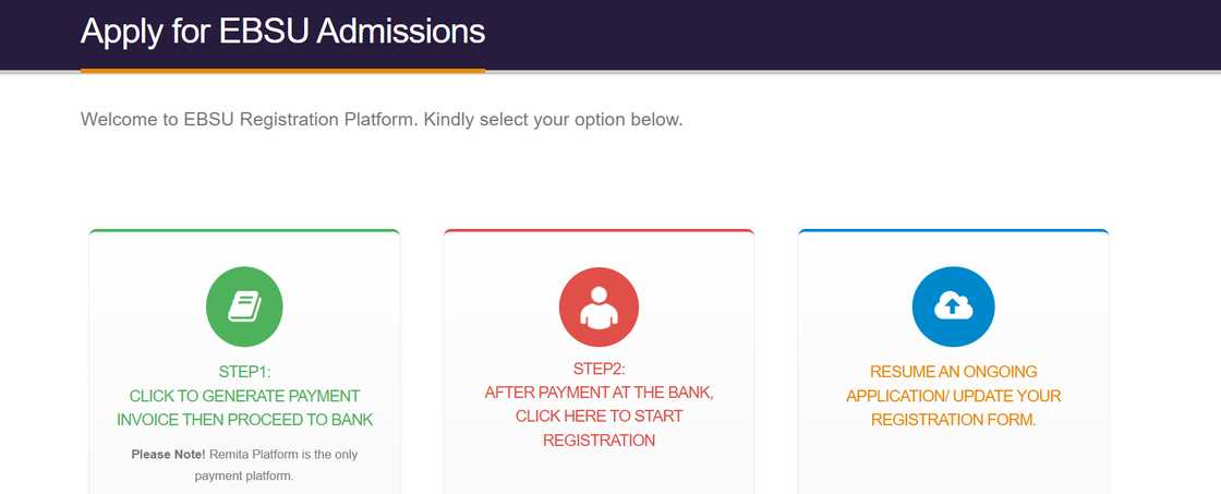 EBSU registration steps