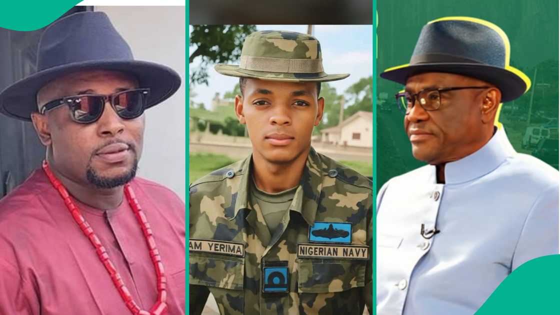 Man reacts to the confrontation between military officer and Wike.