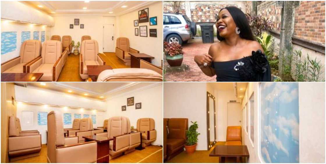 Nigerian lady wows social media with simulated airplane restaurant
